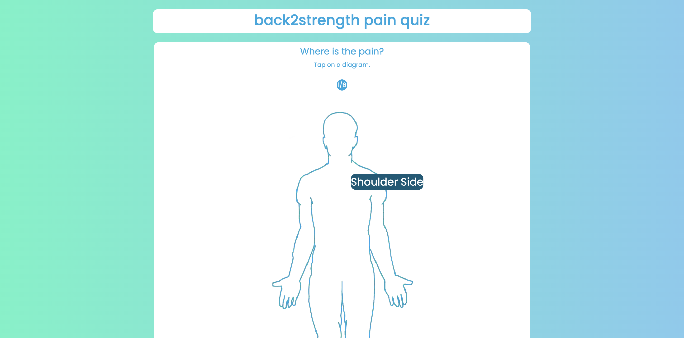 Pain quiz screenshot in light mode